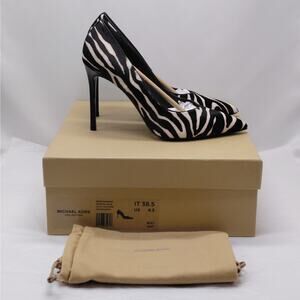 $695 NIB Michael Kors Collection Muse Runway Pumps Women IT 38.5/8.5 Zebra Heels